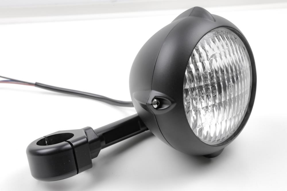 CNC aluminium bracket & additional Vintage headlight for side frame mounting