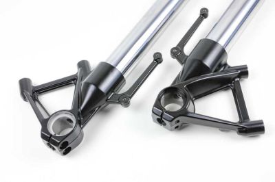 Powder coating of the two fork feet (pair) in black for RnineT