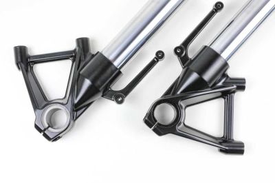 Powder coating of the two fork feet (pair) in black for RnineT