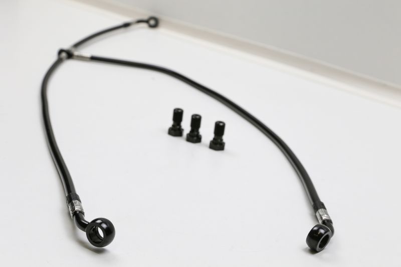 Brake line kit Stahlflex total length 655 mm black including 3x banjo bolt M10x1
