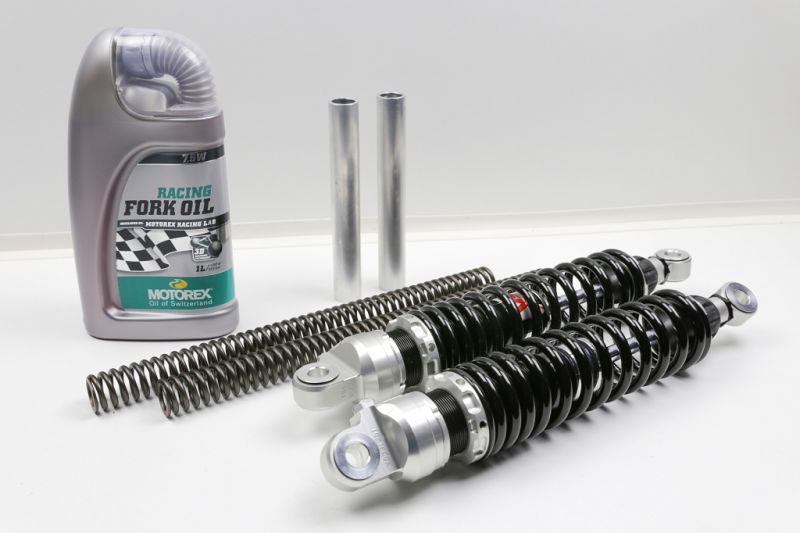 Suspension kit fork springs + gas shock absorber 330mm +/-5mm