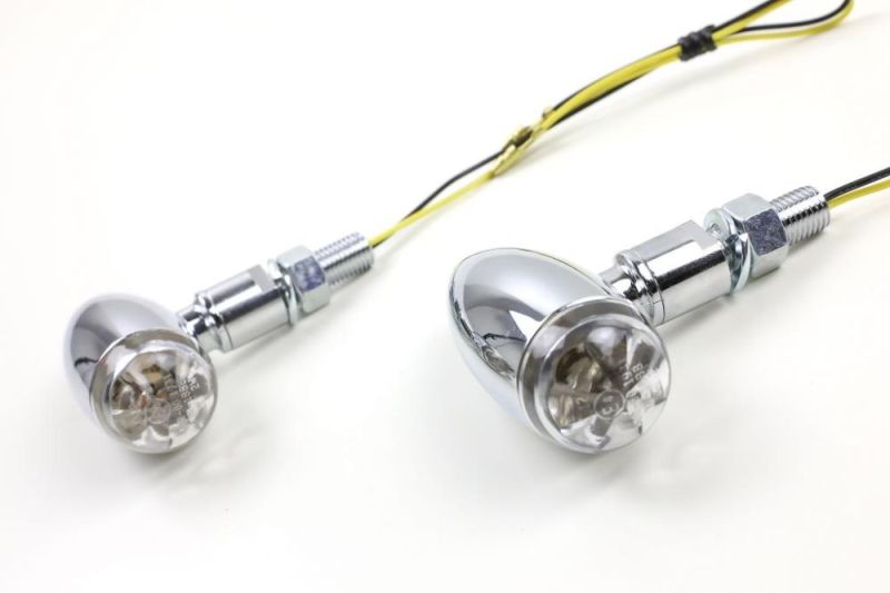 LED-Blinker MICRO-BULLET getöntes Glas chrom