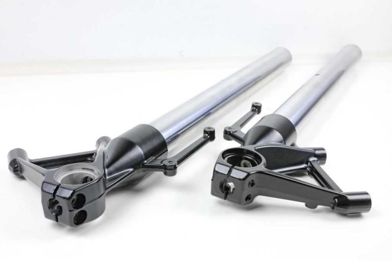 Powder coating of the two fork feet (pair) in black for RnineT