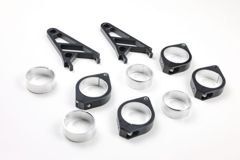 CNC Alu Lampenhalter Set für 38-41 mm Durchmesser, lange Ausführung schwarz