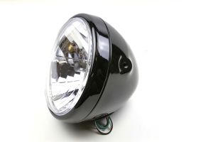 Headlight 178 mm with side mounting black glossy