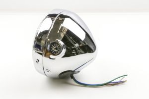 Small 165 mm headlight with side mounting chrome